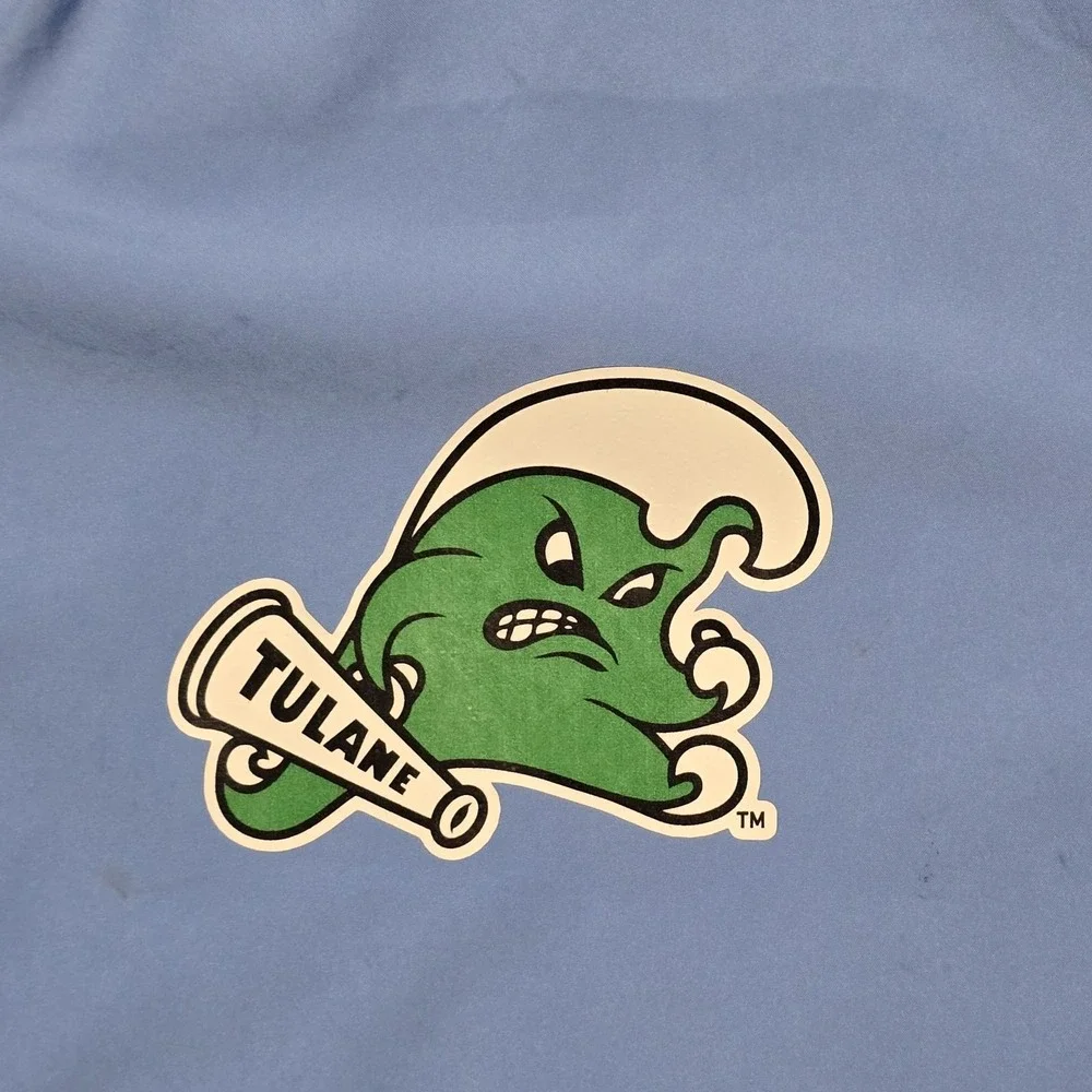 Rare Nike Tulane University Green Wave 1/2 Zip Wind Jacket Mens XL Baby Blue EUC